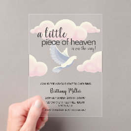 Little Piece of Heaven Clouds Dove Baby shower Acryl Uitnodigingen