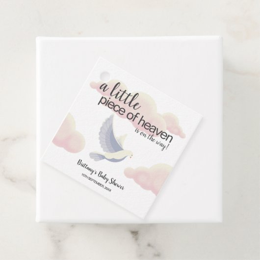 Little Piece of Heaven Clouds Dove Baby shower Bedankjes Labels (In situ)