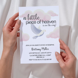 Little Piece of Heaven Clouds Dove Baby shower Kaart