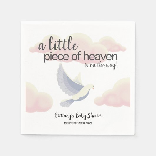 Little Piece of Heaven Clouds Dove Baby shower Servet (Voorkant)