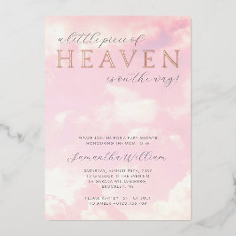 Little Piece of Heaven Clouds Girl Baby shower Folie Uitnodiging