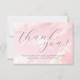 Little Piece of Heaven Clouds Roze Baby shower Bedankkaart