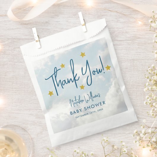 Little Piece of Heaven Clouds Stars Baby shower Bedankzakje (Geknipt)