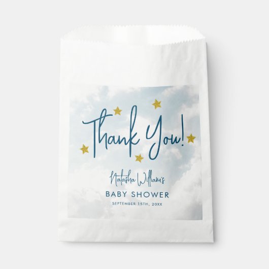 Little Piece of Heaven Clouds Stars Baby shower Bedankzakje (Voorkant)