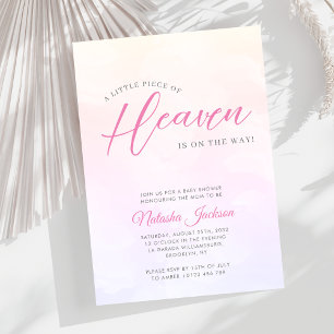 Little Piece of Heaven Pink Baby shower Invitation Kaart
