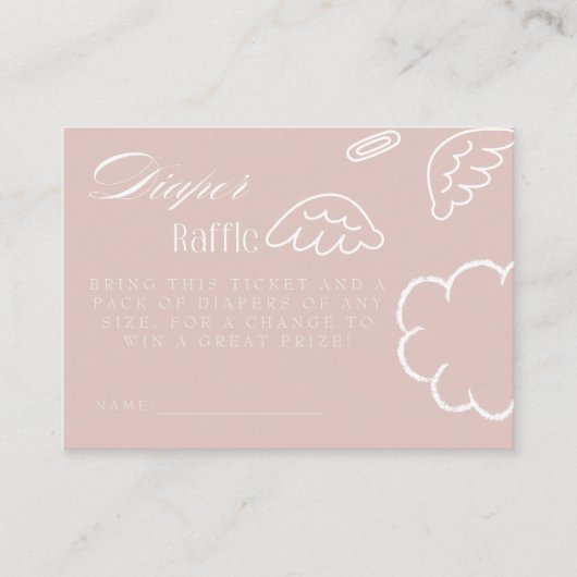 Little Piece of Heaven Pink Diaper Raffle Card Informatiekaartje (Voorkant)