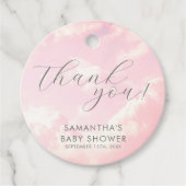 Little Piece of Heaven Roze Baby shower Dromerig Bedankjes Labels (Voorkant)