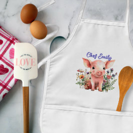 Little Pig in Wildflowers Kinder gepersonaliseerde Schort