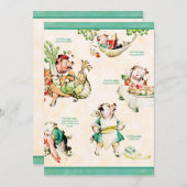 Little Piggies Invitation Kaart (Voorkant / Achterkant)