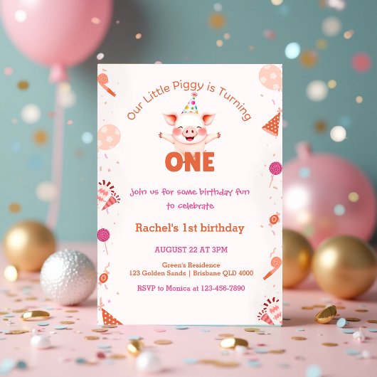 Little Piggy 1st Birthday | Boerderij Barnyard The Kaart