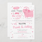 Little Piggy Baby Meisje Douche Kaart (Voorkant / Achterkant)