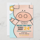 Little Piggy Birthday Party Invitation Kaart (Voorkant)