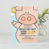 Little Piggy Birthday Party Invitation Kaart (Staand voorkant)