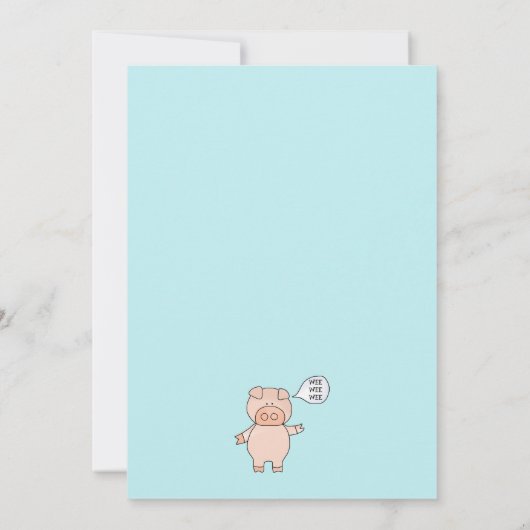 Little Piggy Birthday Party Invitation Kaart (Achterkant)