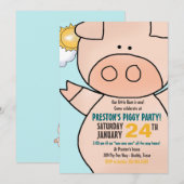 Little Piggy Birthday Party Invitation Kaart (Voorkant / Achterkant)