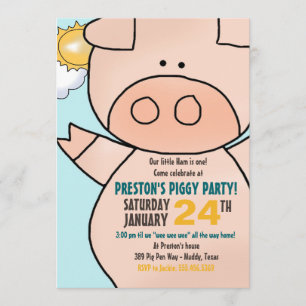 Little Piggy Birthday Party Invitation Kaart