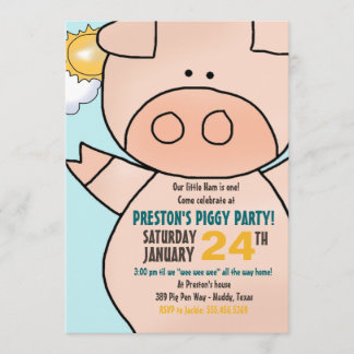 Little Piggy Birthday Party Invitation Kaart