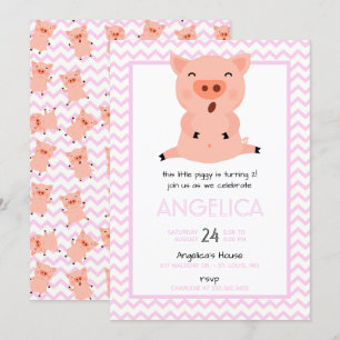 Little Piggy Birthday Party Invitation Kaart