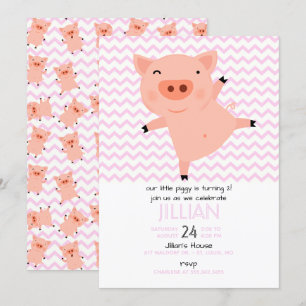 Little Piggy Birthday Party Invitation Kaart