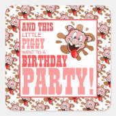 Little Piggy Birthday Party Vierkante Sticker (Voorkant)