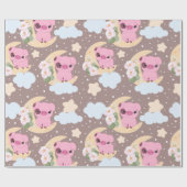 Little Piggy en het maan patroon Cadeaupapier (Vlak)