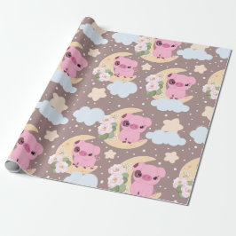 Little Piggy en het maan patroon Cadeaupapier