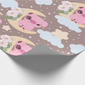 Little Piggy en het maan patroon Cadeaupapier (Hoek)