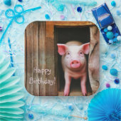 Little Piggy Happy Birthday Papieren Bordje (Feest)