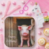 Little Piggy Happy Birthday Papieren Bordje (Feest)