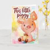 Little Piggy Kaart (Gele Bloem)