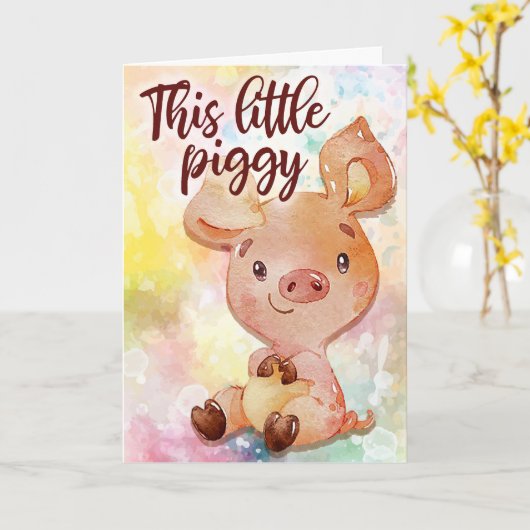 Little Piggy Kaart (Gele Bloem)