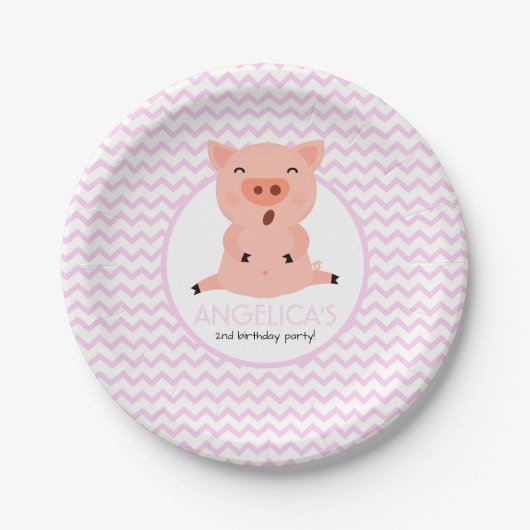 Little Piggy Party Papieren Bordje (Voorkant)