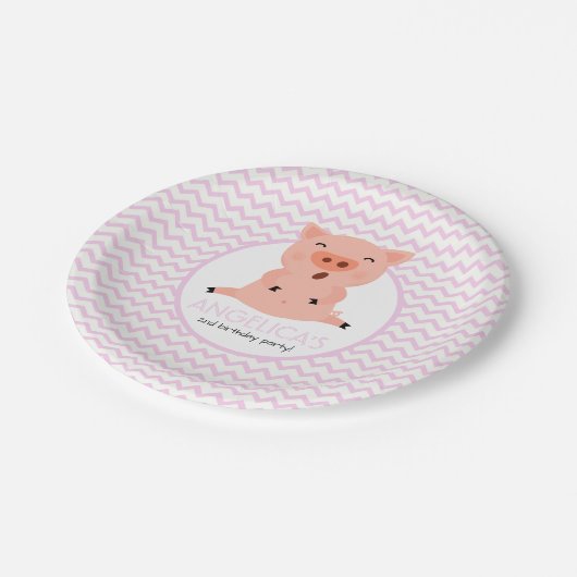 Little Piggy Party Papieren Bordje (Gekanteld)