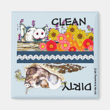 Little Piggy Vaatwasser Magnet- schoon of vies