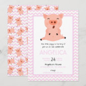Little Piggy verjaardagsfeestje uitnodiging (Voorkant / Achterkant)