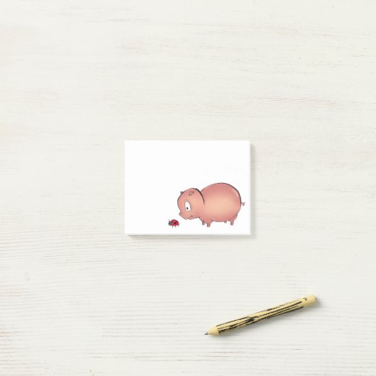 Little Piggy volgt Ladybug Post-it® Notes (Op bureau)