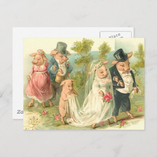 Little Piggy Wedding Briefkaart (Voorkant / Achterkant)