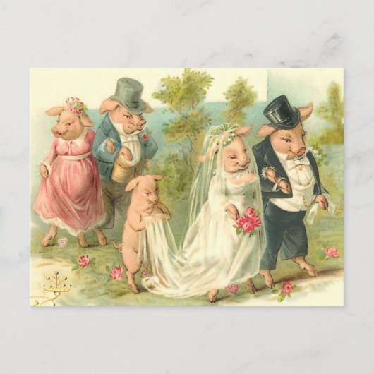 Little Piggy Wedding Briefkaart (Voorkant)