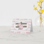 Little Piglet Note Card Kaart (Gele Bloem)