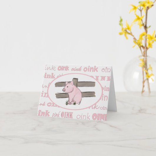 Little Piglet Note Card Kaart (Gele Bloem)