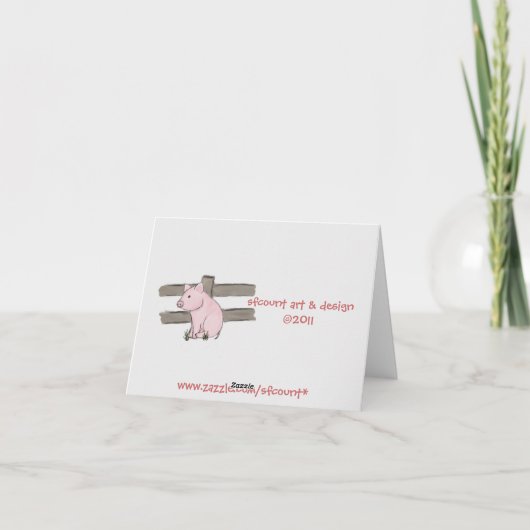 Little Piglet Note Card Kaart (Achterkant)