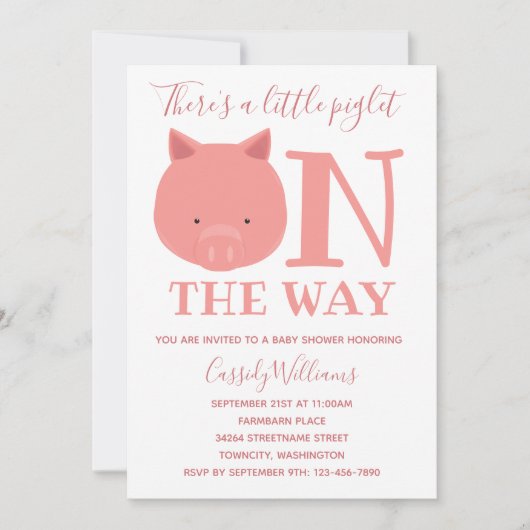 Little Piglet on Way Baby shower Kaart (Voorkant)