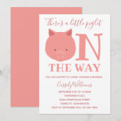 Little Piglet on Way Baby shower Kaart (Voorkant / Achterkant)