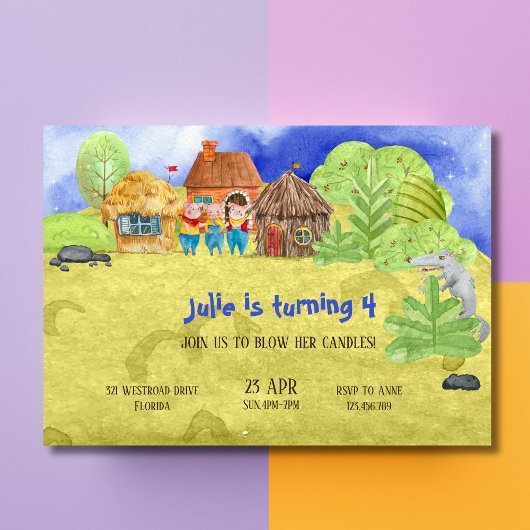 Little Pigs Birthday Invitation Kaart