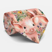Little Pigs in Wildflowers Patroon Stropdas (Opgerold)