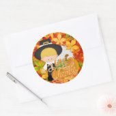 Little Pilgrim Boy - geef Bedankt Ronde Sticker (Envelop)