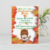 Little Pilgrim Custom Thanksgiving Party Kaart (Staand voorkant)