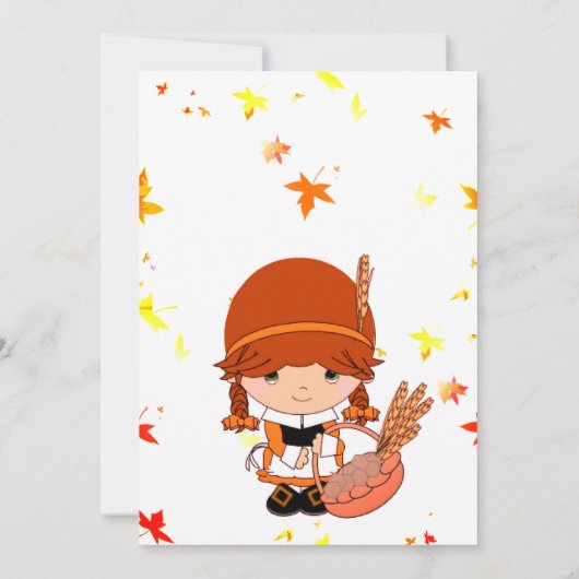 Little Pilgrim Custom Thanksgiving Party Kaart (Achterkant)