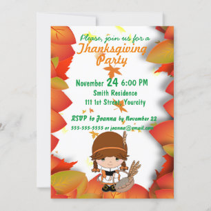 Little Pilgrim Custom Thanksgiving Party Kaart