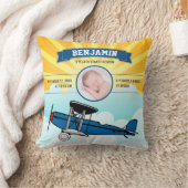 Little Pilot Blue Airplane Baby Foto Birth Stats Kussen (Deken)